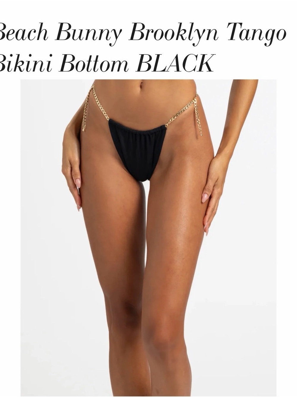 Beach Bunny Metallic Gold Bikini Bottom with Chain Strap. NWT retail $145